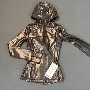 Lululemon Hooded Define Jacket Shine Radiant Foil Print French Press Size 2 NWT